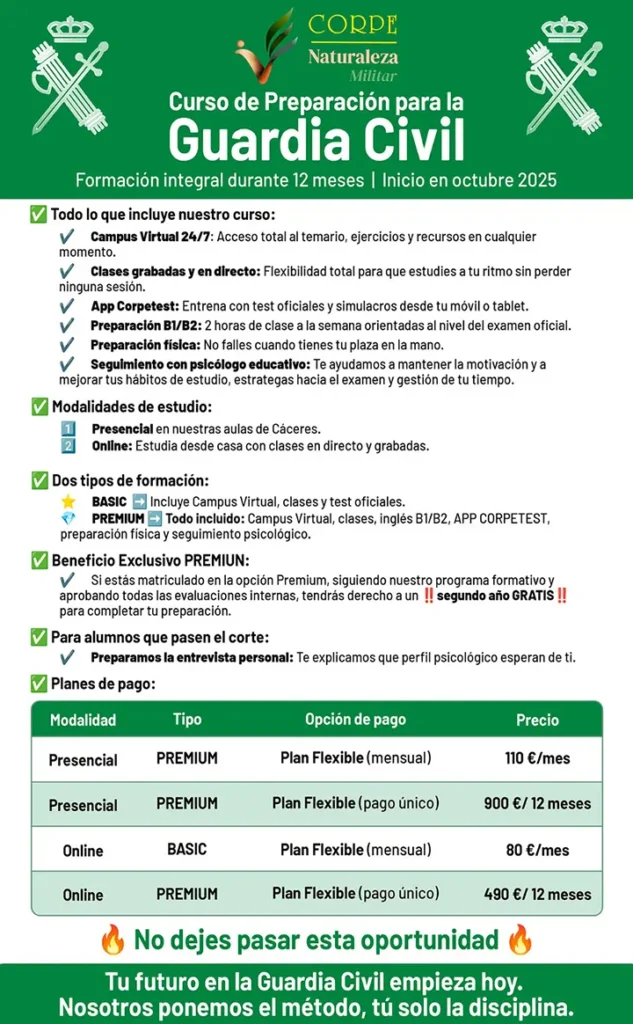Cartel curso preparación Guardia Civil 25-26