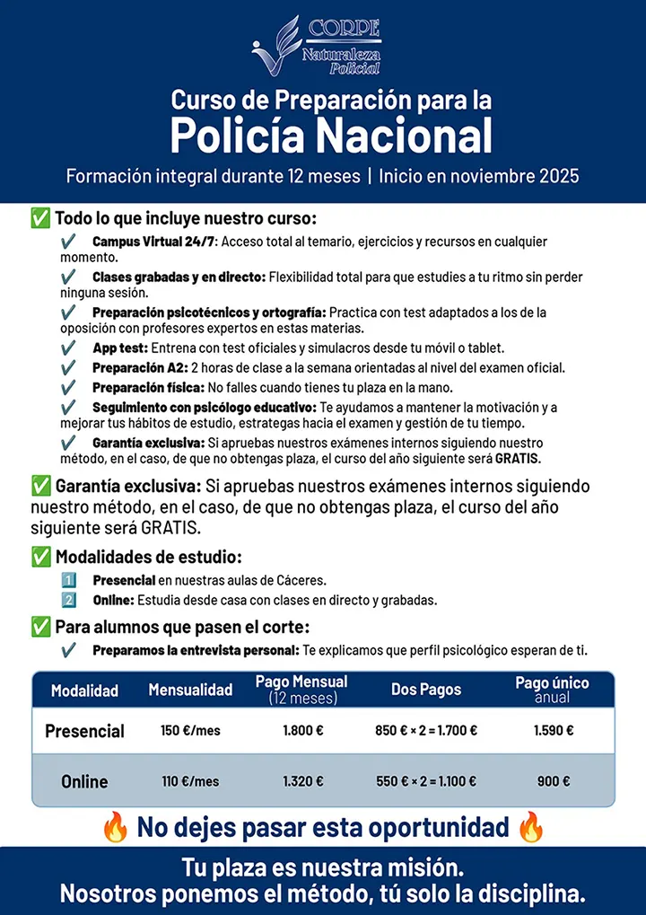 Cartel curso preparación Policía Nacional 25-26