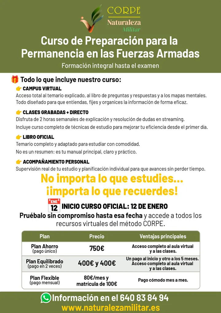 Cartel curso preparación Permanencia Fuerzas Armadas 25-26